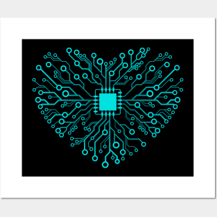 Computer Core Processor CPU  Heart BLUE Posters and Art